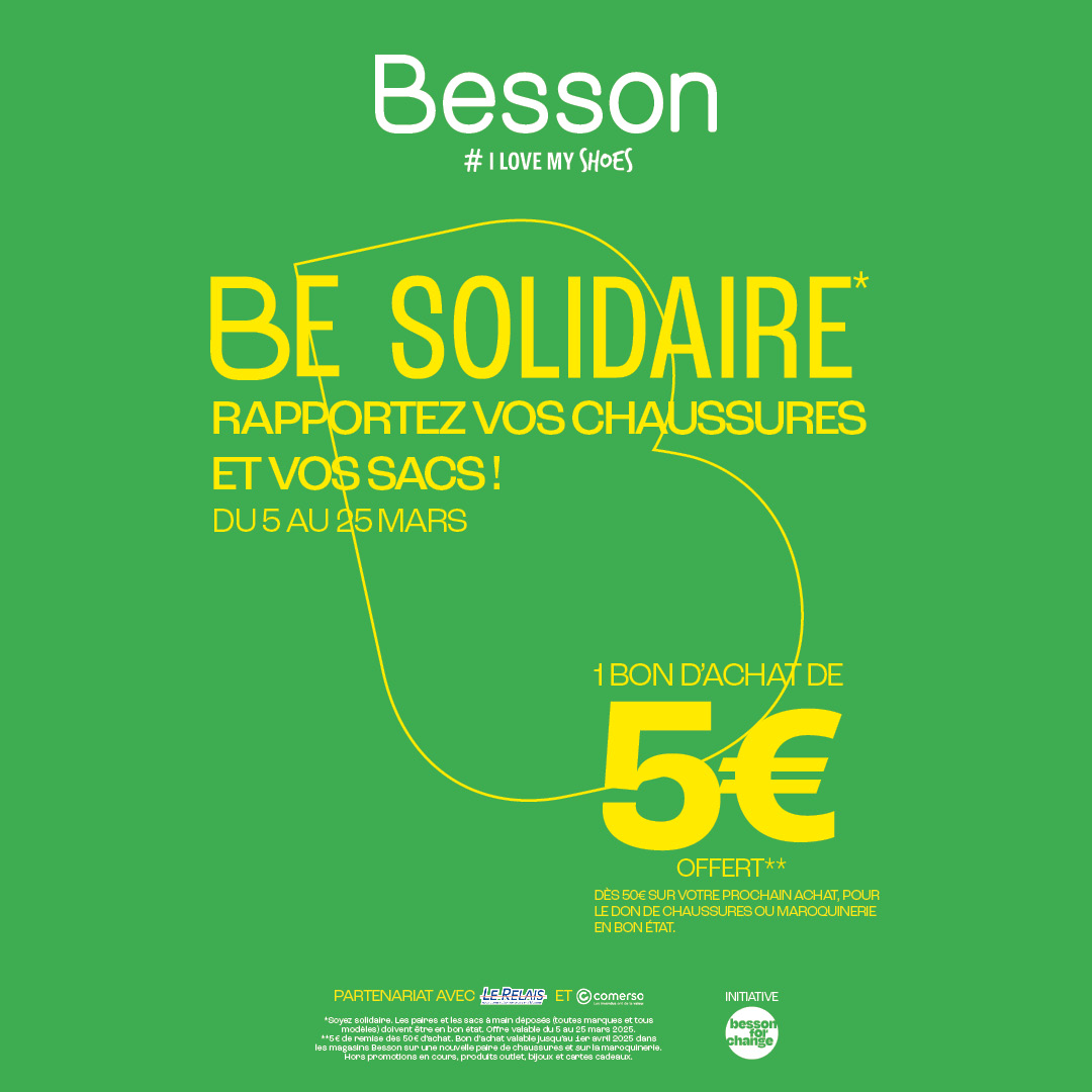 Be Green - Saint Parres - Be Solidaire avec Besson Chaussures : Donnez, Gagnez ! - collecte recyclage besson - 1